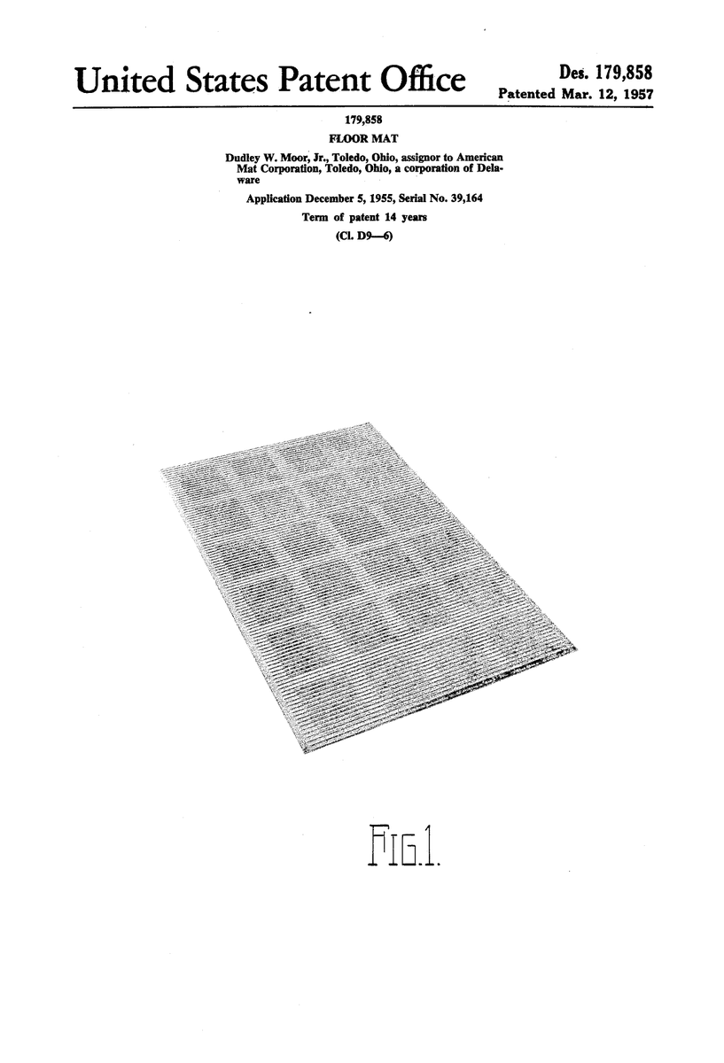 uspatentbot's tweet photo. USD179858S - Floor mat  
https://t.co/MjdEwzllwB https://t.co/EyZ2taFlHv