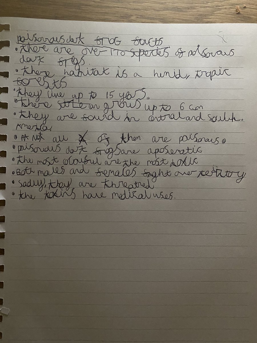 StefHancock's tweet photo. @Hadrian_Park Sonny combined practising his handwriting with some facts on Poisonous Dart Frogs! #hpps3Agirrafes https://t.co/kiMlnwVA3s