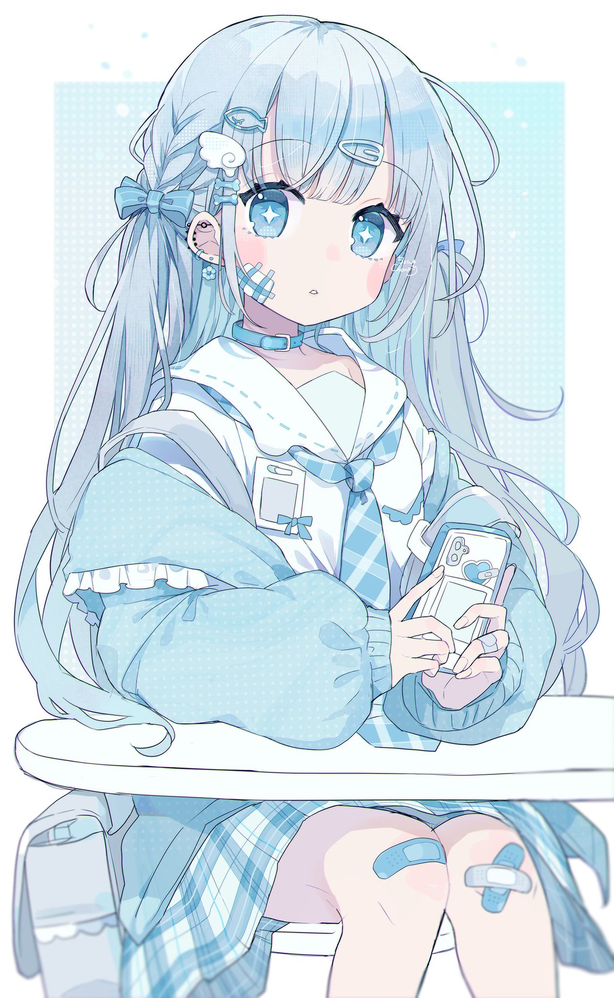 イラスト 青と白 青色おと🍙🍵 on X: 