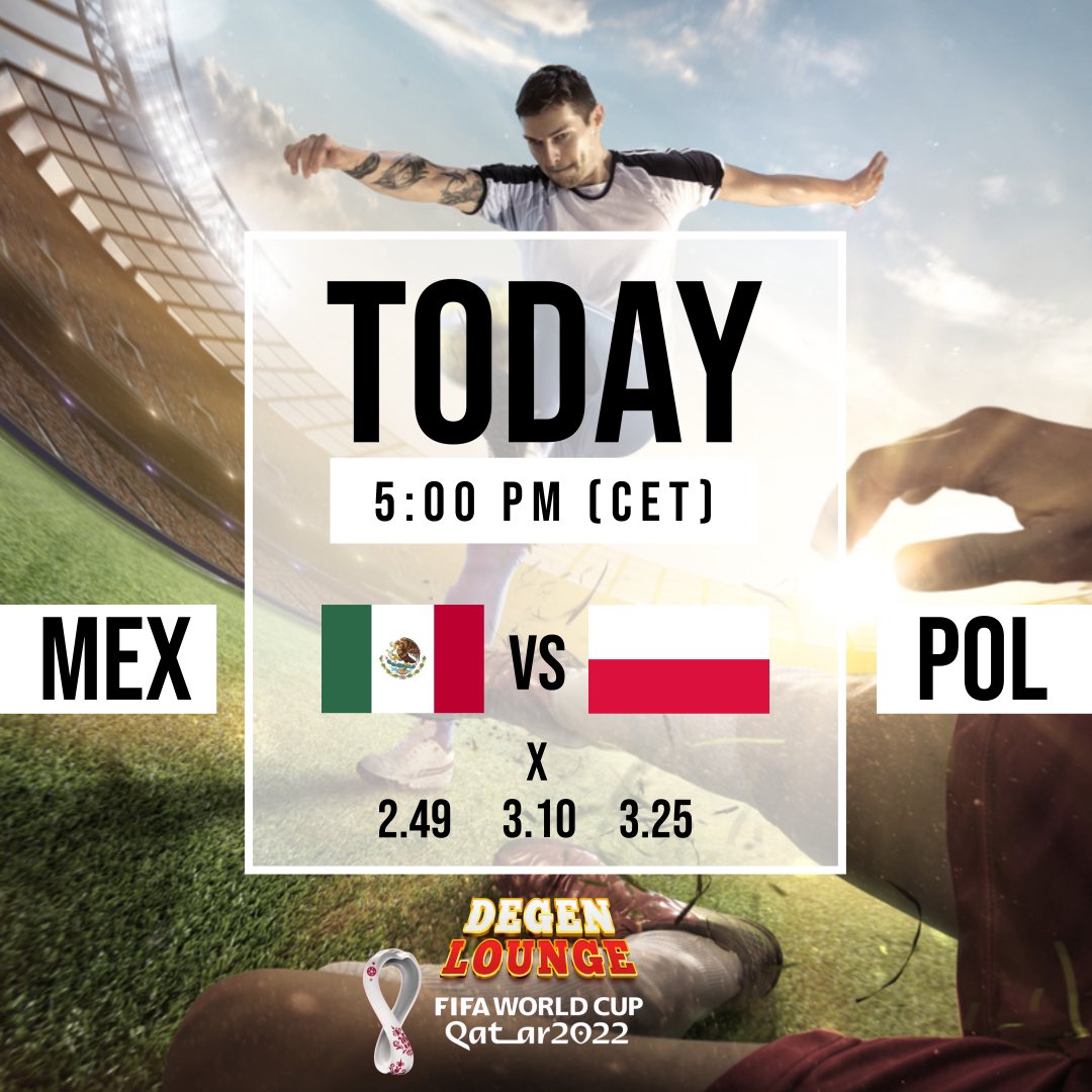 CairoFinance's tweet photo. #WM2022 

#mexico x #Poland 

What do you think? 

Bet every game on #degenlounge 

https://t.co/3yDRErmQ9r https://t.co/RtlnZtii9W