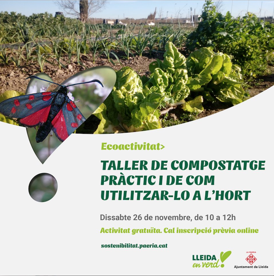 lleidaenverd's tweet photo. 🍂🍏🐛Vols saber com preparar compost? I com millorar la fertilitat de l’hort amb l’aplicació de la matèria orgànica? No et perdis el “Taller pràctic de compostatge i de com utilitzar-lo a l’hort” que hem preparat el proper dissabte 26/11.
#compostatgeLleida #EWWR2022 #ResiduZero https://t.co/l2EkBtkbFL