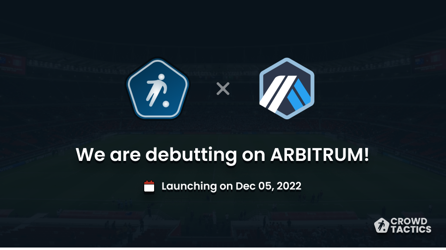 crowdtactics's tweet photo. 📢 CROWD⨯TACTICS IS DEBUTTING ON #ARBITRUM 💙🧡!

🗓️ On Dec 05, 2022 we will be launching a free-to-play Football World Cup simulation event on #Arbitrum Nova 🏆

We're asking #Arbinauts to join our experience and help us refine our product!

1/🧵Here's what you need to know 👇 https://t.co/KWF8iTM3Gd