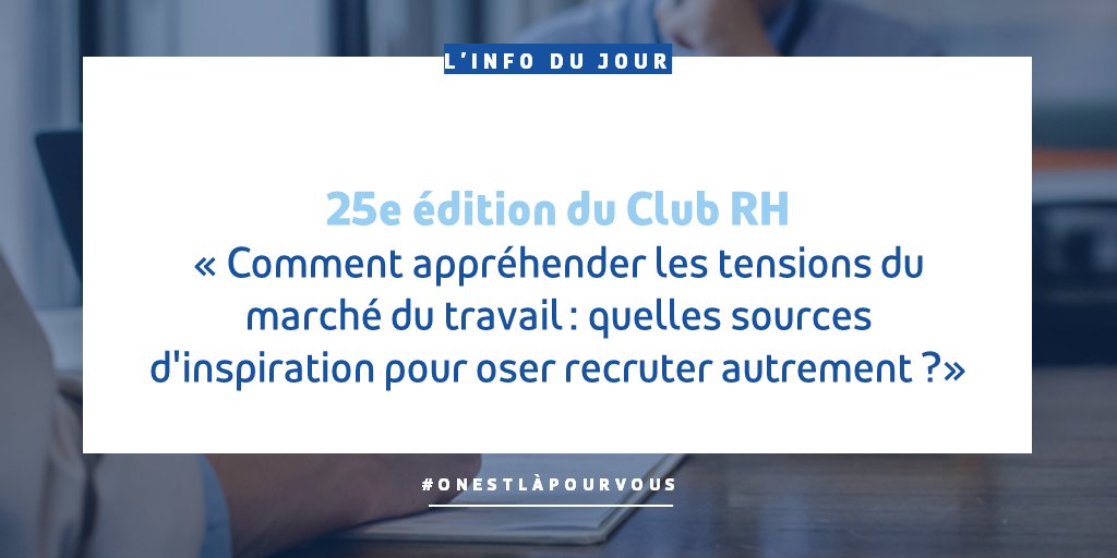 Nouveau #ClubRH @pole_emploi avec <a href="/SDLV_Officiel/">Sport dans la Ville</a> 📢 Thème : Quelles sources d'inspiration pour oser recruter autrement❓

🌟Sous le parrainage régional de <a href="/KamAnnabel/">Annabel Kam</a> #LaGrandeOdyssee
🤵et des intervenants de marque @KongsbergAutomo <a href="/century21fr/">Century 21 France</a> <a href="/ca_centrest/">Crédit Agricole Centre-est</a> #GeiqAms #GroupeLip
