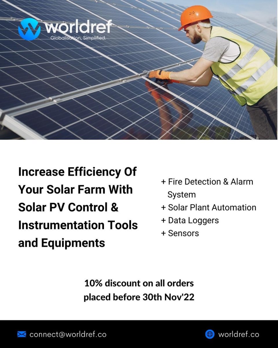 world_ref's tweet photo. Reduce energy loss and increase energy efficiency with our Solar PV control and Instrumentation solutions.
Explore Solar Industry Equipment
https://t.co/X22JoPrpn3
#solarconsultant #solarrooftop #solarelectrical https://t.co/Xnl6GvTv2K