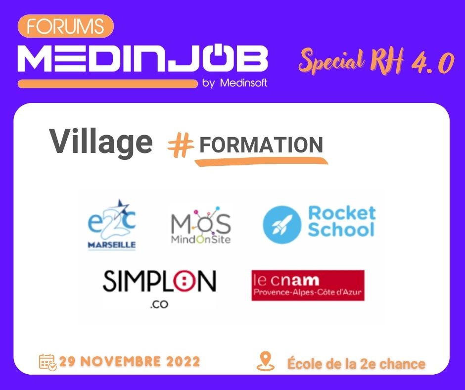 🎓 Vous pourrez découvrir notre 𝗩𝗶𝗹𝗹𝗮𝗴𝗲 𝗙𝗼𝗿𝗺𝗮𝘁𝗶𝗼𝗻 et ses structures proposant des formations #RH, #RSE, #Management, #Emploi, via des solutions en distancielles, présentielles ou hybrides, à savoir @E2C_Marseille <a href="/MindOnSite/">MOS - MindOnSite</a> <a href="/rocketschoolfr/">Rocket School</a> <a href="/SimplonPaca/">Simplon Région Sud</a> <a href="/CnamPaca/">Cnam Paca</a>!