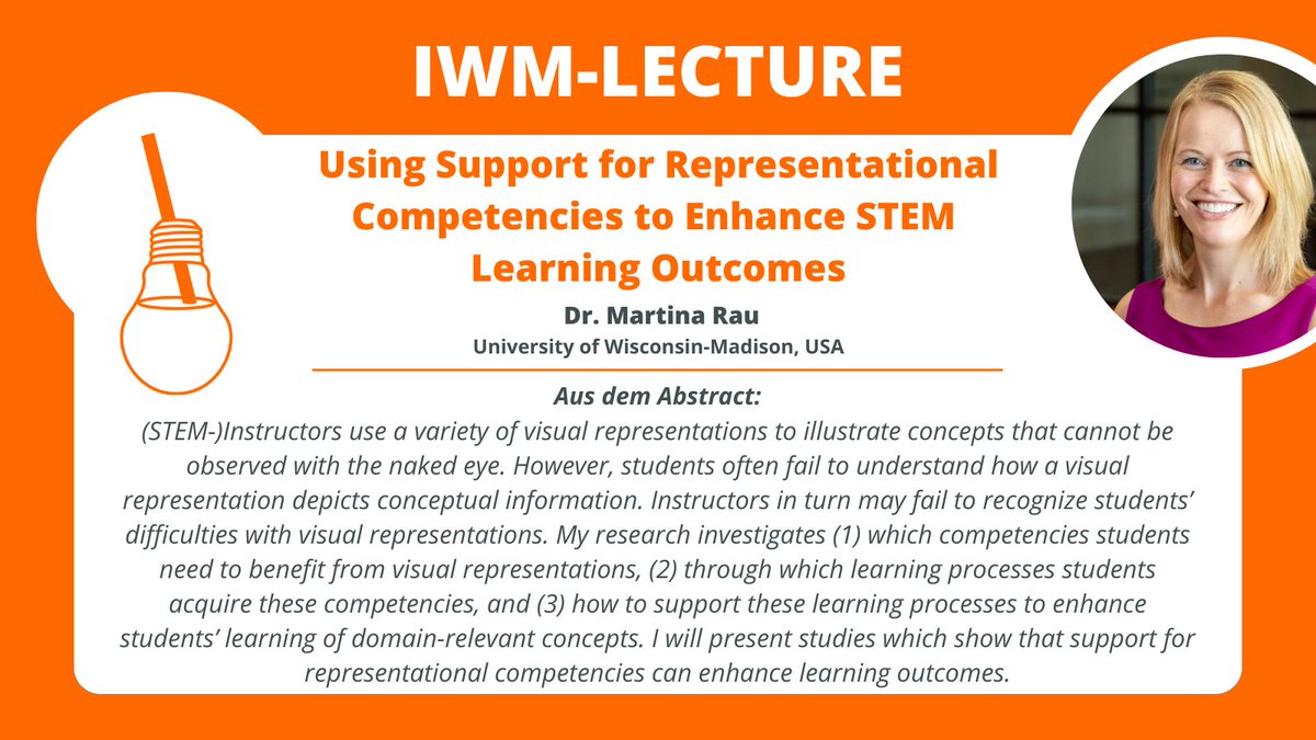 IWMtue's tweet photo. SAVE THE DATE: Im Rahmen unserer IWM-Lectures referiert am 29.11. ab 15 Uhr Dr. Martina Rau von der @UWMSTP zum Einsatz visueller Repräsentationen im #MINT-#Unterricht.🧑‍🏫

Link bitte via DM oder Mail erfragen: presse[at]iwm-tuebingen[punkt]de!📨

https://t.co/G358VFDn85 https://t.co/9Of3OoSZfP