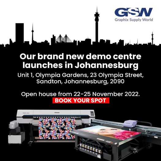 GraphixSupWorld's tweet image. Graphix Supply World&apos;s brand new demo center in Johannesburg from 22 - 25 November 2022.