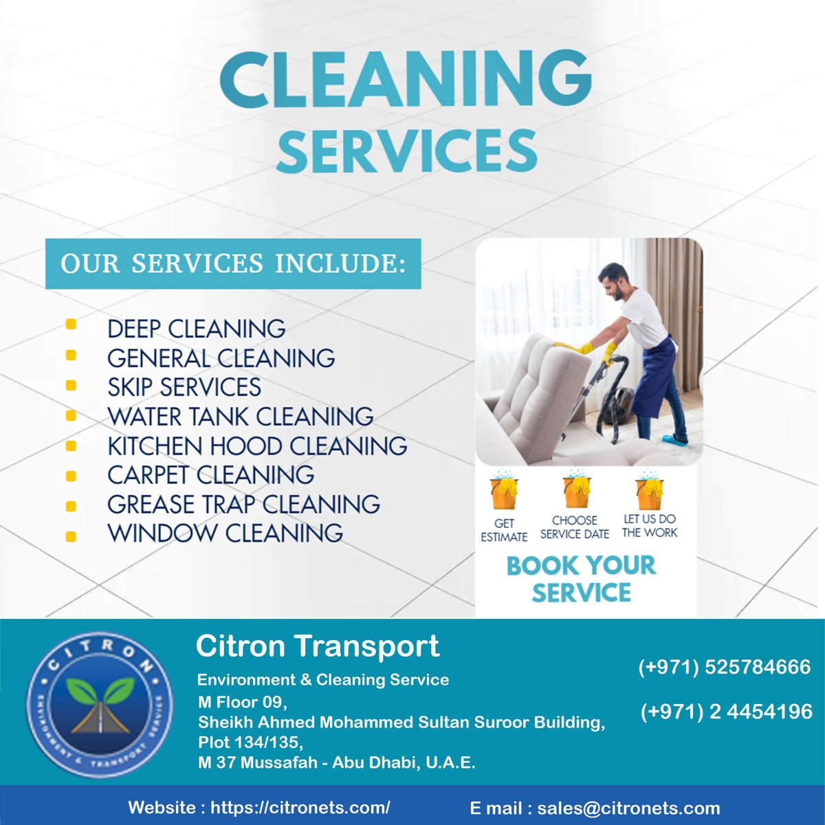 We are one of the prominent cleaning services providers in Abu Dhabi.
✅citronets.com
✅(+971) 525784666
✅sales@citronets.com
#citron #cleaninghacks #cleaningservice #officecleaning #greaseremoval #watertankcleaningservice #skipservice #generalcleaning  #cleaning