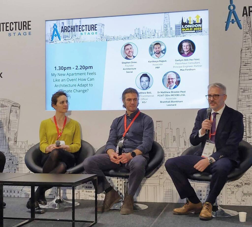Great to see so many attendees at #londonbuild for BBL Associate Dr Matthew Brooke-Peat’s panel discussion on How Architecture Can Adapt to Climate Change #ciat #riba #ribayorkshire #maltonbusiness #northyorkshirearchitecture