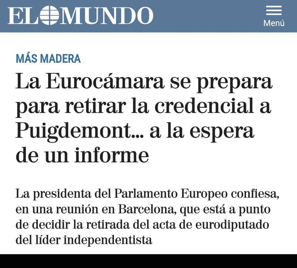 KRLS's tweet photo. The Spanish press says that @EP_President revealed in Barcelona that she will withdraw my seat as deputy. We had more than a million votes and won the elections in Catalonia. And such decision would contradict the decision of the General Court.
An explanation is needed. https://t.co/kHNJd7QgPD