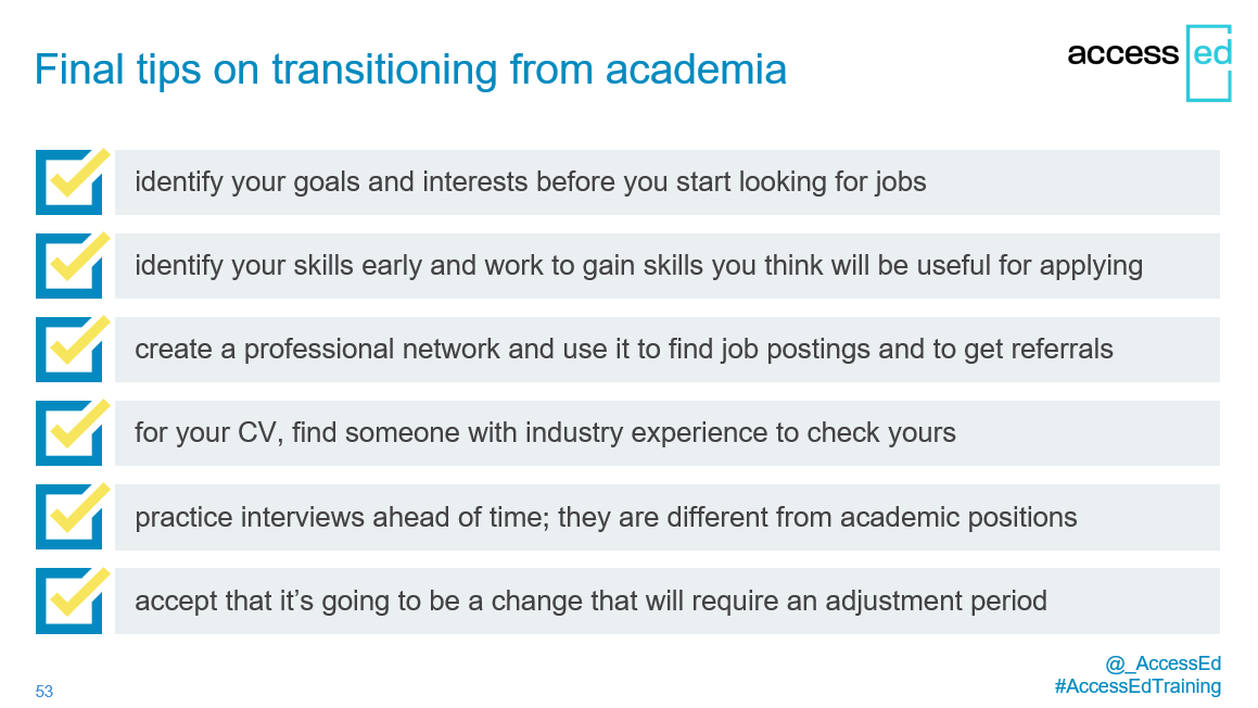 _AccessEd's tweet photo. This afternoon we'll be delivering a virtual workshop about Transitioning from Academia to a Career for students from @UniofGreenwich ๐ฅ ๐ฉโ๐ผ ๐
#AccessEdTraining #careerdevelopment #globalcareer #onlinelearning #researchanddevelopment https://t.co/GxmSDzjpR5