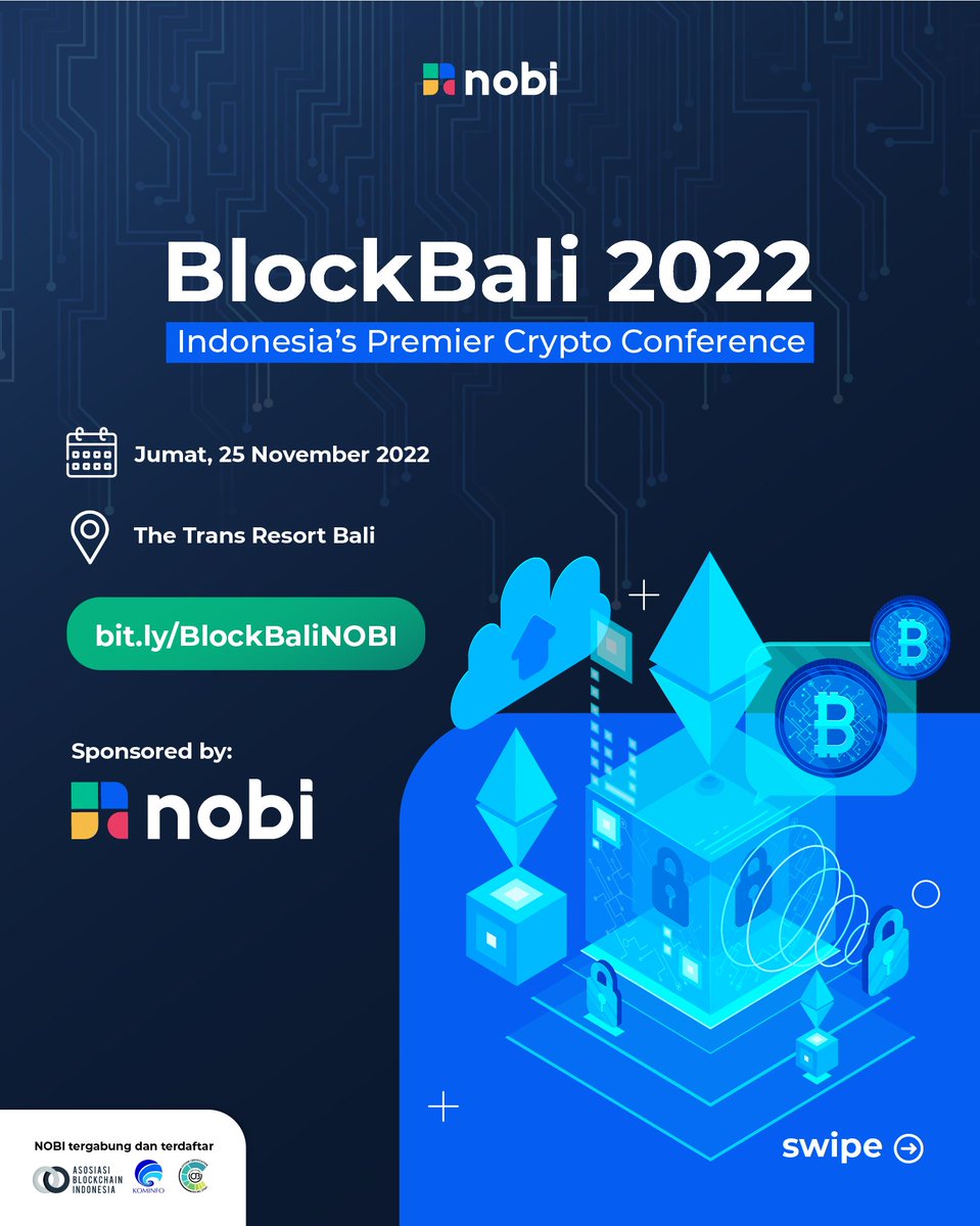 usenobi's tweet photo. H-3 menuju #Blockbali2022 ๐
Indonesiaโs premier #Blockchain & #Crypto conference kall ini dihadiri berbagai pakar blockchain global dan pemerintah seperti @sandiuno , @LawrenceGS dan masih banyak lagi!
๐The Trans Resort Bali
๐
25/11/2022
See you soon #Blockbali๐ https://t.co/L9YeTygNO3