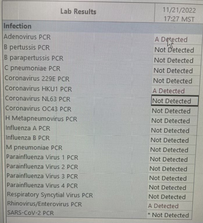 RogueVictorian's tweet photo. Anyone want to see what is being seen on the ground. Like right now? There are patients with 3 or more respiratory viruses at a time. This is utter insanity to call this a “new normal” #COVID19 #InfectiousDisease These are ALL preventable with a mask https://t.co/EncmCOPPht