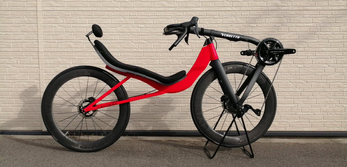 HCWORKS1974's tweet image. 最高のフレームに最高のコンポーネント。
全てが素晴らしい！
#リカンベント
#recumbent 
#cruzbike 
#v20c
#duraace r9200
#di2
#油圧ブレーキ