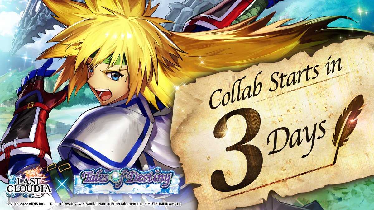lastcloudiaen's tweet photo. The Last Cloudia x Tales Of Series collab kicks off in three days!

#LastCloudia x #Talesof #Crossover #TOD https://t.co/tvdGuVyaCQ