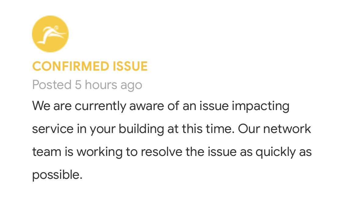 MoxenWolf's tweet image. Going on 6 hours, no internet, in the middle of Seattle... 

@Webpass #webpass #googlefiber