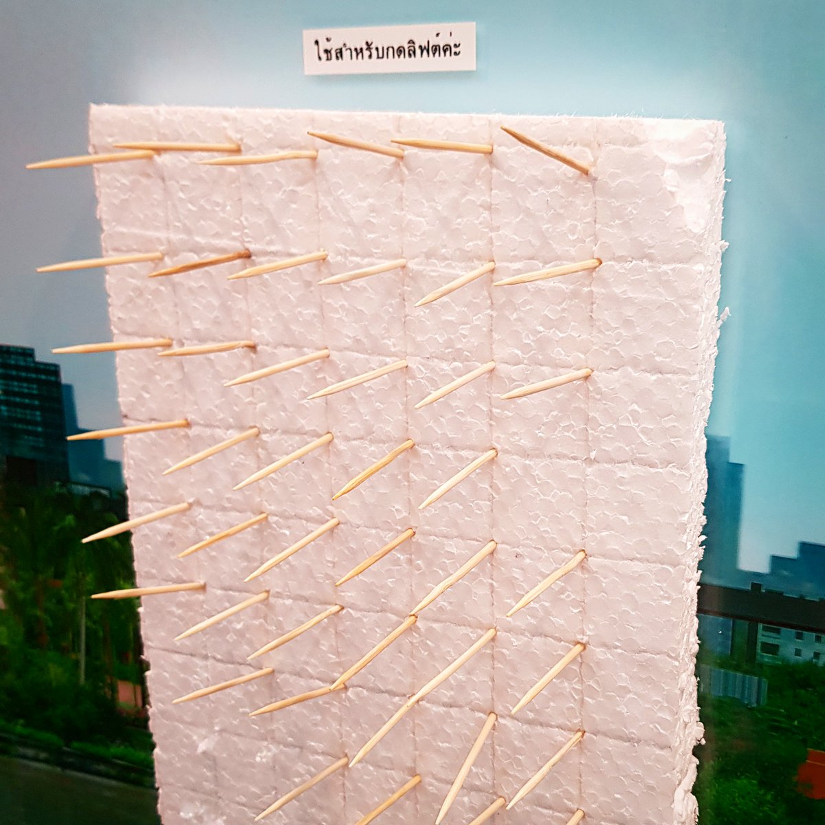 TheClarityEditr's tweet image. No, this isn&apos;t a medieval torture device. These toothpicks are for pressing the elevator buttons without contaminating your fingers. The little trash bin for the used picks wasn&apos;t empty 🙄 #ThisIsThailand #CovidMeasures #PointsForEffort