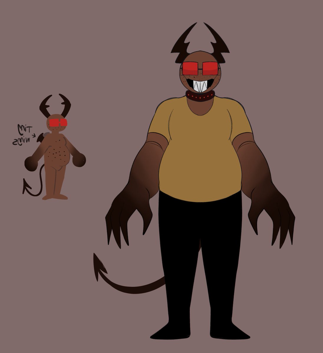 Navarion_L54x's tweet photo. did a #bobsona or #boboc for that sirpelo's spooky month animation. Ack. Ddid a sketch but too lazy to finish until now.
#art #digital #demon
kinda goofy or im lazy https://t.co/SQJjHIffCU