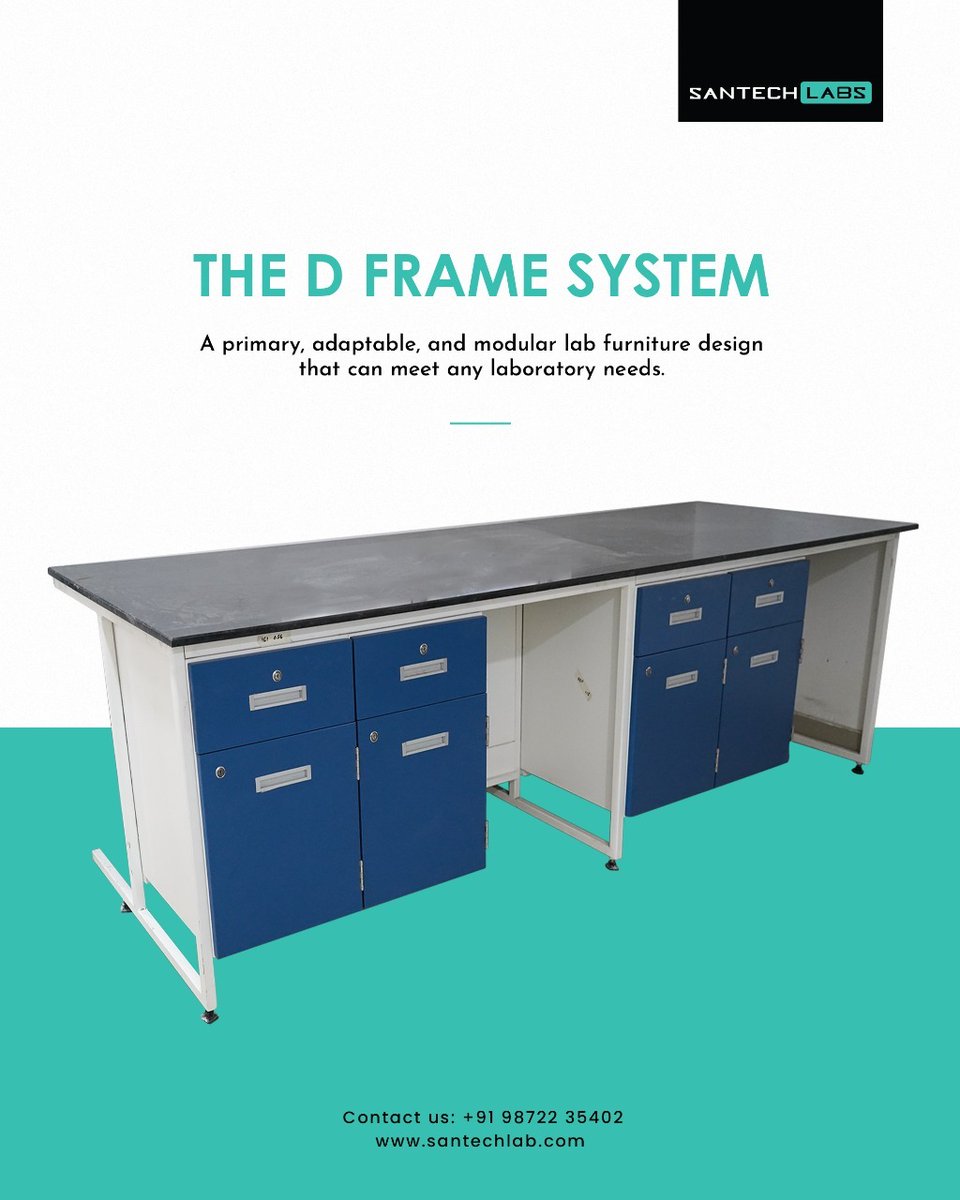 santechlabs's tweet image. The #DFrameSystem is high-quality #laboratory_furniture that is steady and long-lasting. Its sleek and flexible design optimises the footprint of your #lab layout without compromising performance or aesthetics. 

Plan your lab setup with us today: santechlab.com/product/d-fram…