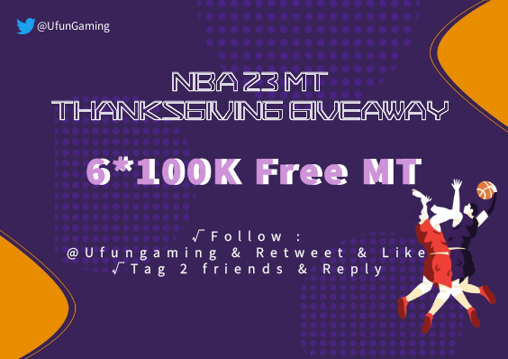 UfunGaming's tweet photo. ‼️Happy Thanksgiving! NBA🏀MT COINS Giveaway👏
Enter now：
👉Follow: 
@UfunGaming
👉 Like &amp; Retweet
👉Tag 2 friends &amp; Reply: Reliable MT Seller 
🎁6*100K
#Giveaways #NBA23MT
Check cheap NBA MT coins at https://t.co/iZtF49VuYx!!
The winners will be announced on 24th Nov.! https://t.co/PIBnNPQ0Kg