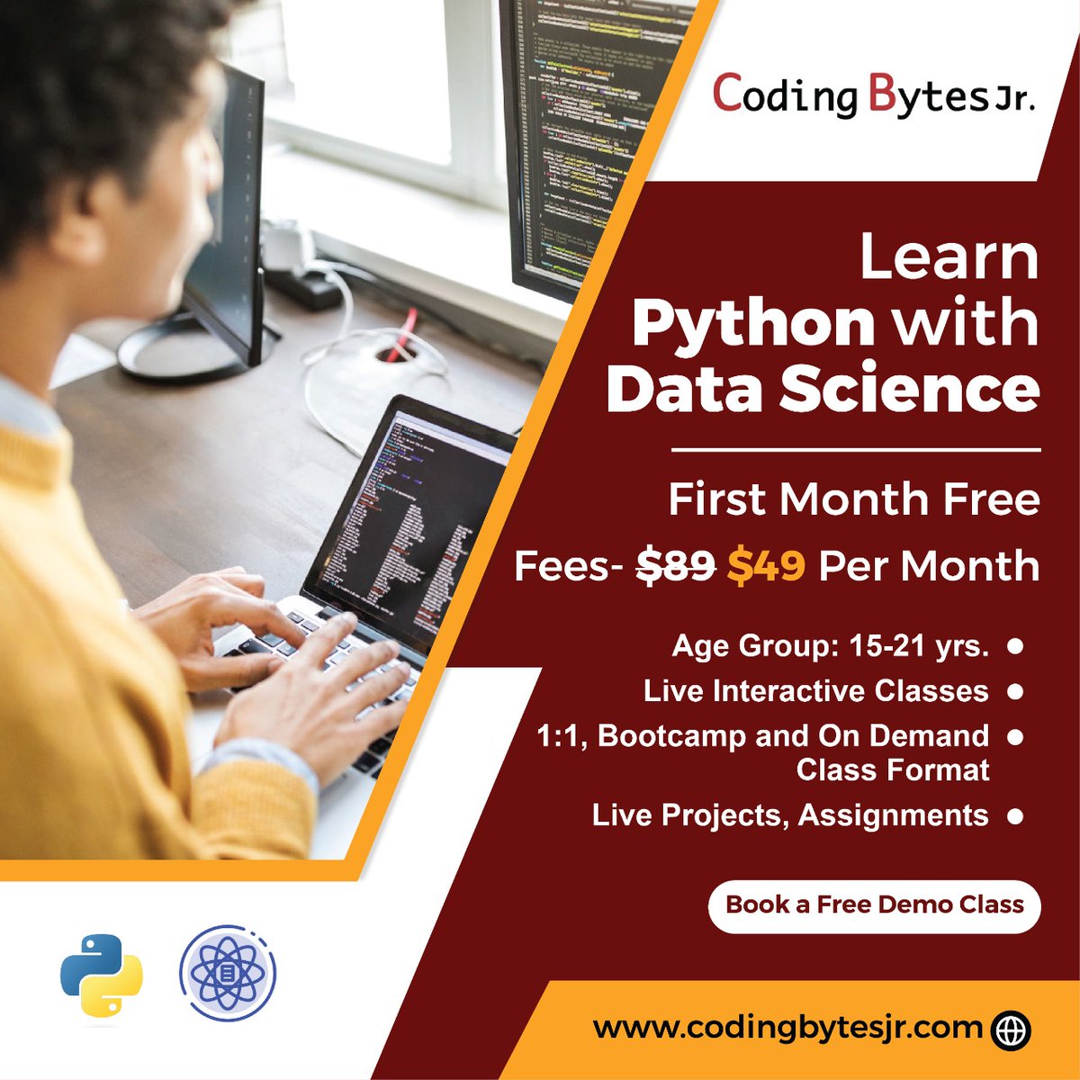 codingbytesjr's tweet image. Learn Python With Data Science #Python 
.
#python #pythonprogramming #pythonlearning #pythoncode #pythonforbeginners #programming #pythontraining #coder #developers #devcommunity #programmer #javascript #DataScience #datascientist #dataanalysis #SQL #machinelearning