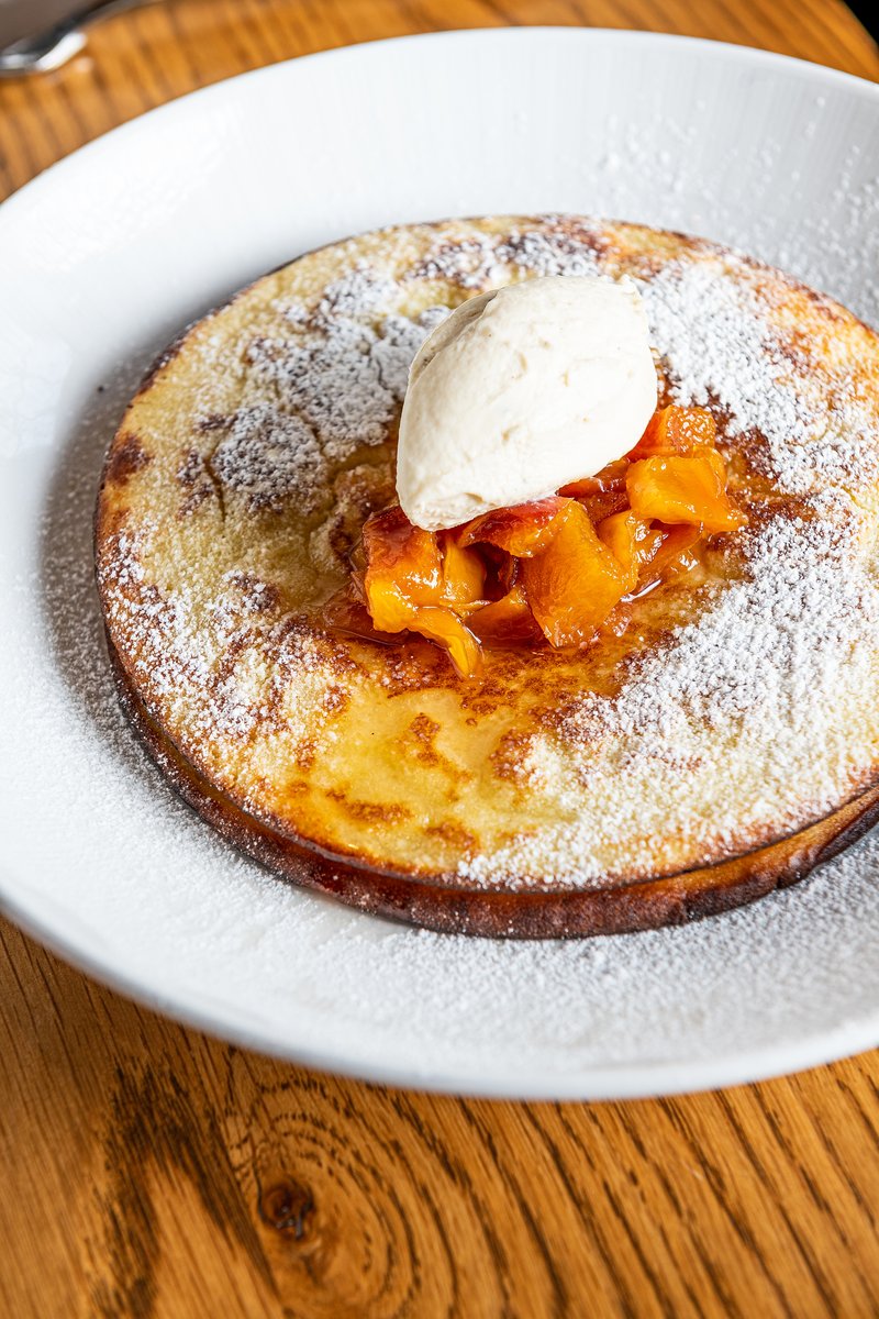 Ricotta Pancakes with Apple Butter, Brown Butter, Mascarpone,
and Maple.🍴 Only at Brunch on Saturdays &amp; Sundays!