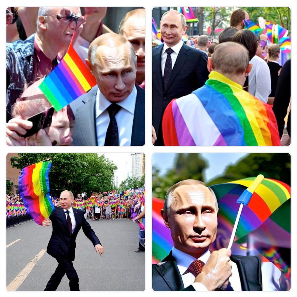 “Vladimir Putin at a pride parade” 🏳️‍🌈 #StableDiffusion (redd.it/z0yrr9)