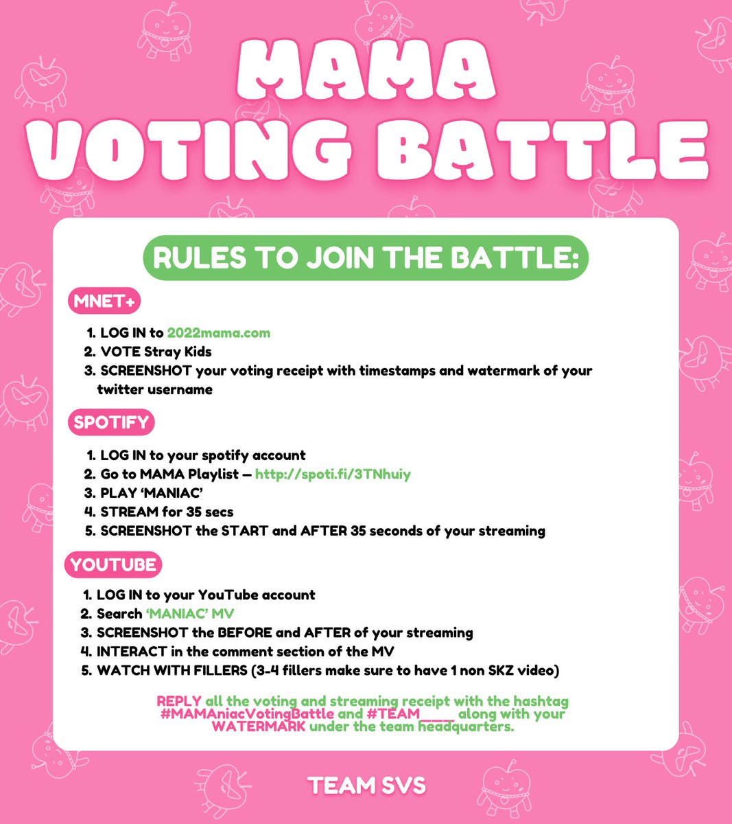 TeamSVS's tweet photo. 🔒🔋LOCKED AND LOADED
STAYS🙌🏻
Are you ready for a MAMA VOTING BATTLE 🧊🔥❓
JOIN US and TWEET which team are you with the official hashtag: #MAMAniacVotingBattle❤️🔥
#TEAMFREEZE 🧊
#TEAMBOOSTER 🔥 https://t.co/FZyNF2Xonc