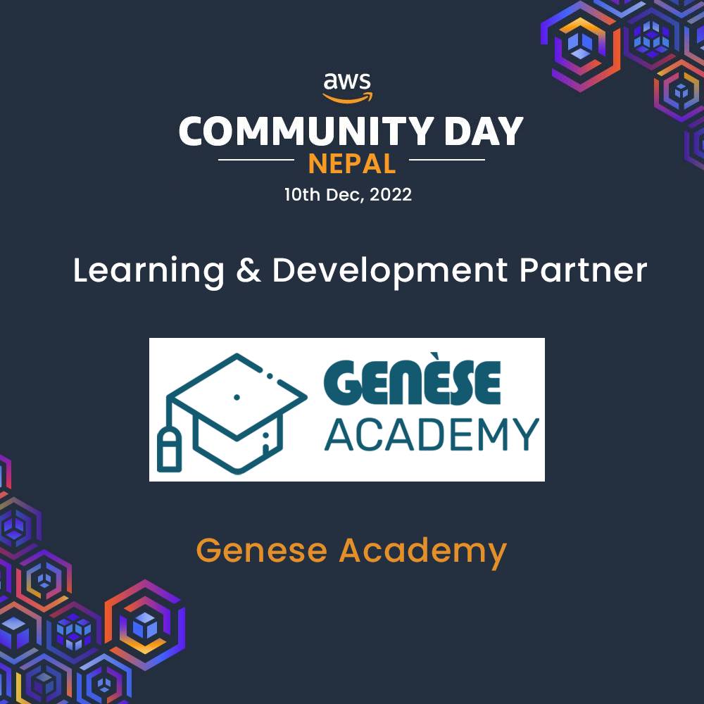 CloudGenese's tweet photo. We are a proud Learning & Development Partner for Amazon Web Services in Nepal. Let's make this AWS Community Day a success by working together to enhance our tech community!!
#GeneseAcademy #LearningandDevelopmentPartner #awsinNepal #awsservicesinNepal #awsusergroupNepal https://t.co/noV68WV0n9