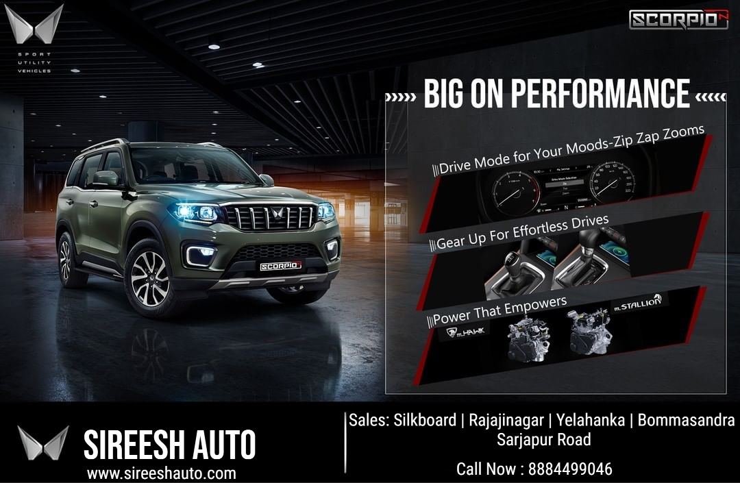 sireesh_auto's tweet photo. When aspiration meets attitude. when sophistication meets performance and when urban meets style - The big daddy of SUVs arrive.
- Drive mode selection
- Effortless drive
- Powerful engine options
For Booking Call: 8884499046 #Sireeshauto #thinkmahindra #thinksireesh
#ScorpioN https://t.co/HdJ6SDEWpE
