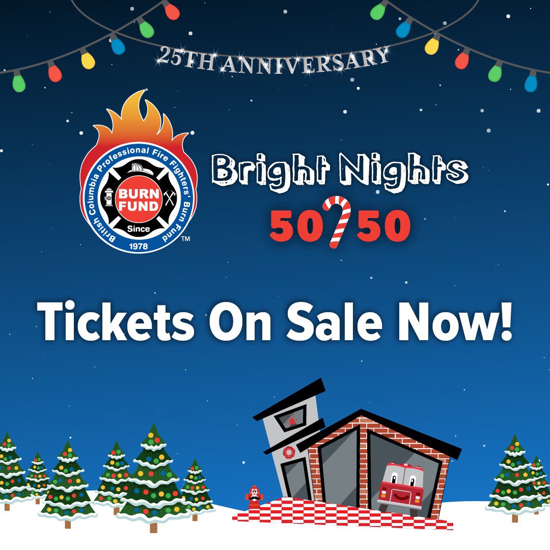 50/50 tickets are on sale now! Support the charity of BC’s fire fighters, the <a href="/BCBurnFund/">BCPFF Burn Fund</a>, and purchase your tickets today. Proceeds support our burn survivor programs, including Burn Camp!

Help us spread the word by sharing this post!

Buy Now: brightnightsraffle.com/a/bcpffa-tw