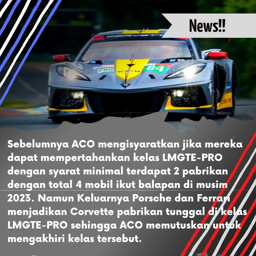 InaRaceInfo1's tweet photo. Sorry Mungkin berita ini sudah agak basi namun sepertinya masih menarik untuk sedikit dibahas BTW.

Jadi bagaimana pendapat kalian tentang Berakhirnya era GTE Pro? 

Tulis pendapat kalian di kolom komentar
#wec #lmgtepro #enduranceracing #elms #alms #lmgte #gt3 https://t.co/KH571OLQOu