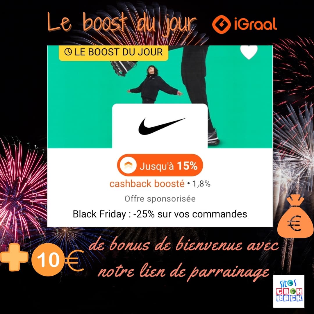 sitescashback's tweet photo. #cashbackboosté #igraal sur le site #nike + 10€ de #bonus avec notre lien #parrainage 
https://t.co/DyKTjunDHj 
#bonplan #promo #argent #bonsplans 
#cashbackfrance #economies #fashion https://t.co/sB8YMgivlw