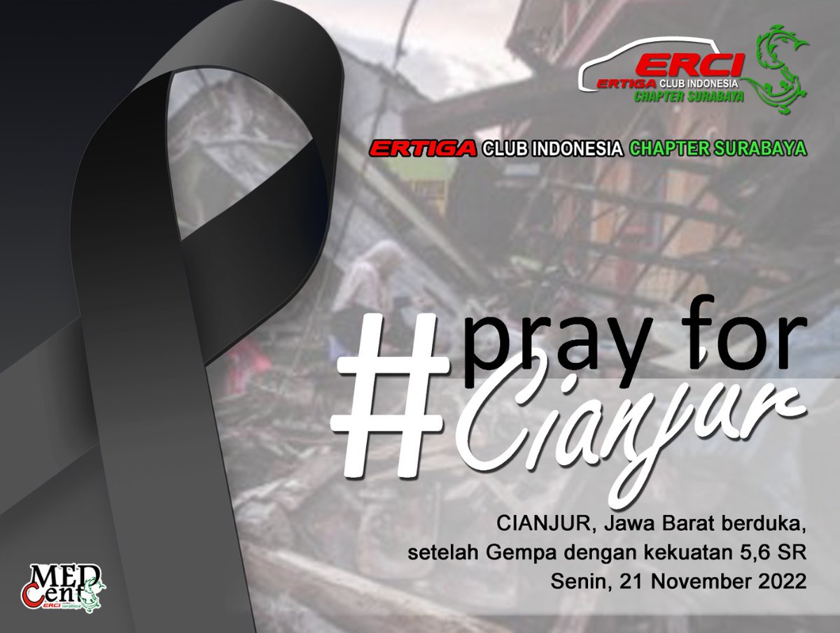 Kami Segenap Pengurus dan Member Erci Chapter Surabaya Menguchapkan__

Turut Berduka Atas Bencana Gempa Di Cianjur dan Sukabumi Timur.

#erciSurabayasolid
#bengkelnewfast
#prayforcianjur
#1DekadeErci
#DedikasiUntukNegeri
#ertigaclubindonesia
#suzuki_id
#mediacentererci