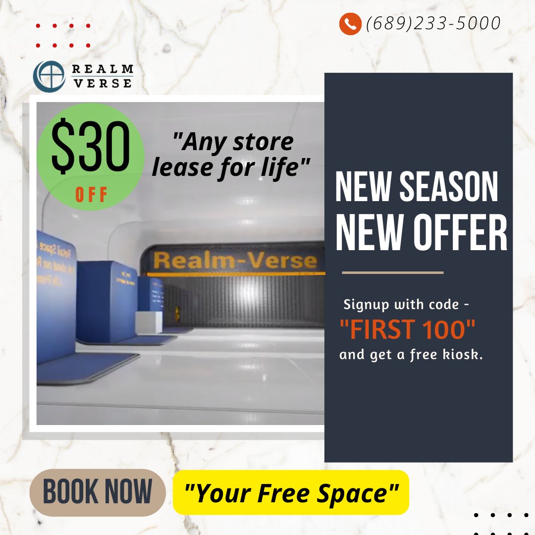 realm_verse's tweet photo. Get $30 off in any store lease for life. 

Hurry up!!!

Sign up now: https://t.co/9IrZ3WdeHG 

#Realmverse #work #florida #technology #mall https://t.co/b8VOWFHlP9