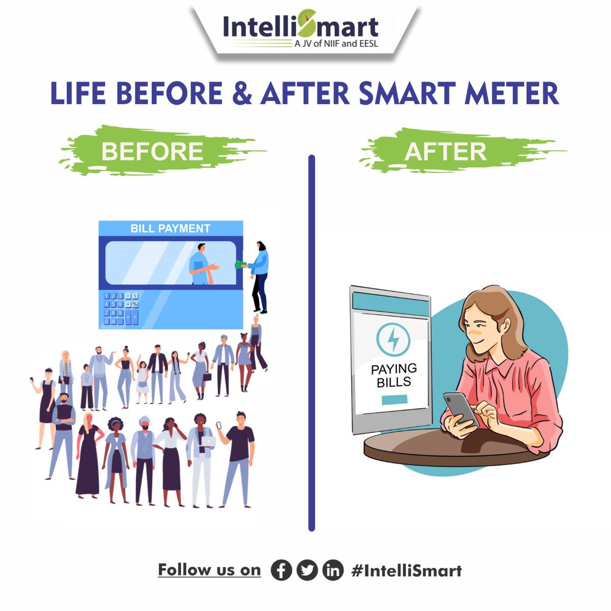 Intelli_Smart's tweet photo. Smart meters make life simpler by allowing consumers to pay their bills or recharge quickly from the comfort of their homes. Now, no more wastage of time and long queues for electricity bill payment.
#DigitallySmart #smartmeters #smartpreapidmeters #IntelliSmart https://t.co/DSQf4qezBN