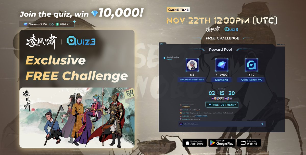 📢We are thrilled to announce our partnership with 
<a href="/Quiz3_io/">Quiz3</a>

✨Quiz3 is the first Web3 quiz platform, play to earn, free to start!

🤝Collab Giveaway🤝
🪂10x Quiz3 Sensei WL 

✅ Follow 
<a href="/Quiz3_io/">Quiz3</a> <a href="/LingNFT/">凌风啸 LING - REBORN 🌪️</a>
✅ RT &amp; ❤️ &amp; Join here discord.gg/7vDEvDZWxH