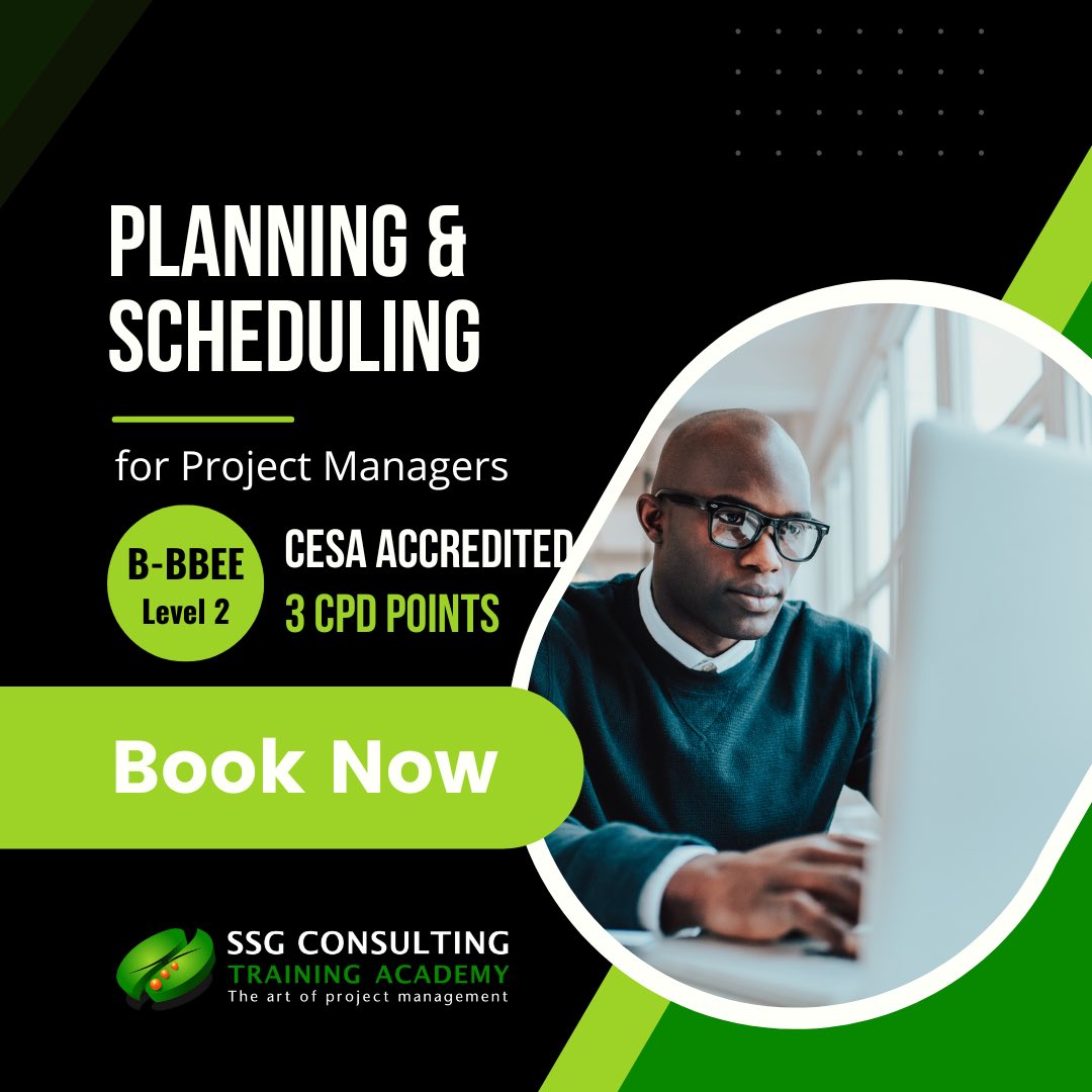 SSGKEY360's tweet photo. BOOK NOW!! Practical Planning &amp; Scheduling for EPC/EPCM Projects - https://t.co/ZGcHNRGuE3
• Date: 29th November - 2nd December 2022
• Price - R6999 incl. vat
Contact us for more information - (012) 345 6779
#SSGconsulting #KEY360 #planningandscheduling #planning #scheduling https://t.co/4VKtnzUimA