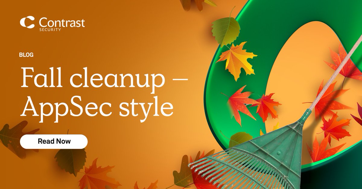 contrastsec's tweet photo. Fall means back-to-school supplies, pumpkin spice treats, and something else — application security. Our Regional Sales Manager Tom McMahon tells us about his fall cleanup – AppSec style. Read all about it here: https://t.co/Pm4p7W6T8Q https://t.co/PMGAVcj4fT