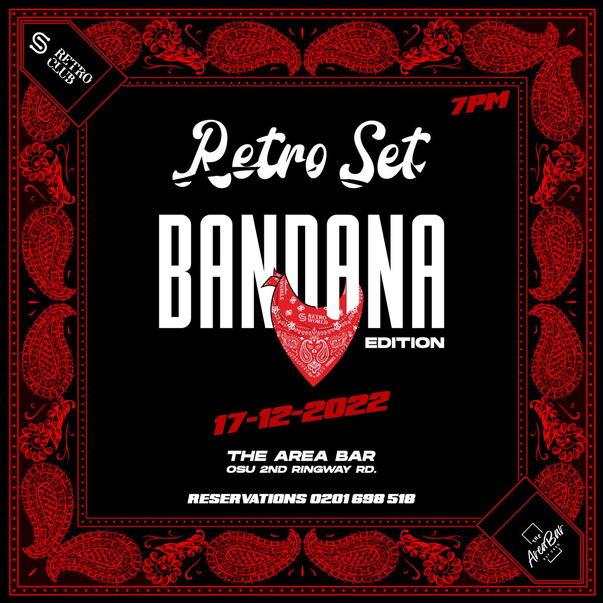 retroworldent's tweet photo. Block your calendars!! Retro Set: Bandana
Edition 17th December, 2022 at The Area Bar, Osu, Accra.

Bandana from Ghana to the wiase!!!
❗️NB ❗️Link to early bird tickets out this week!!

THIS IS A FULL RETRO PARTY. DO WELL TO DRIP RETRO STYLE🕺🏽

#retroset #retroclub #bandanastyle https://t.co/NYuGYjCzIq