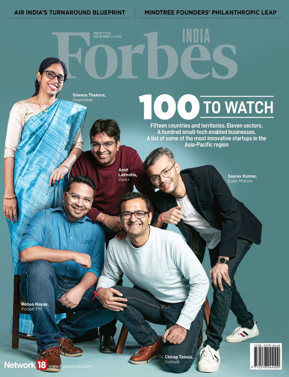Absolutely ecstatic! Thank you, <a href="/ForbesIndia/">Forbes India</a> for this feat. And thank you to the <a href="/EulerMotor/">alphabetagama</a> leadership, investors, customers and partners for making this happen for us. Also, congratulations to @rohannayak2 <a href="/shwetaThakare6/">shweta Thakare</a> <a href="/tchirag/">Chirag “JOSH” Taneja</a> <a href="/amit_lakhotia/">Amit Lakhotia</a> #100towatch