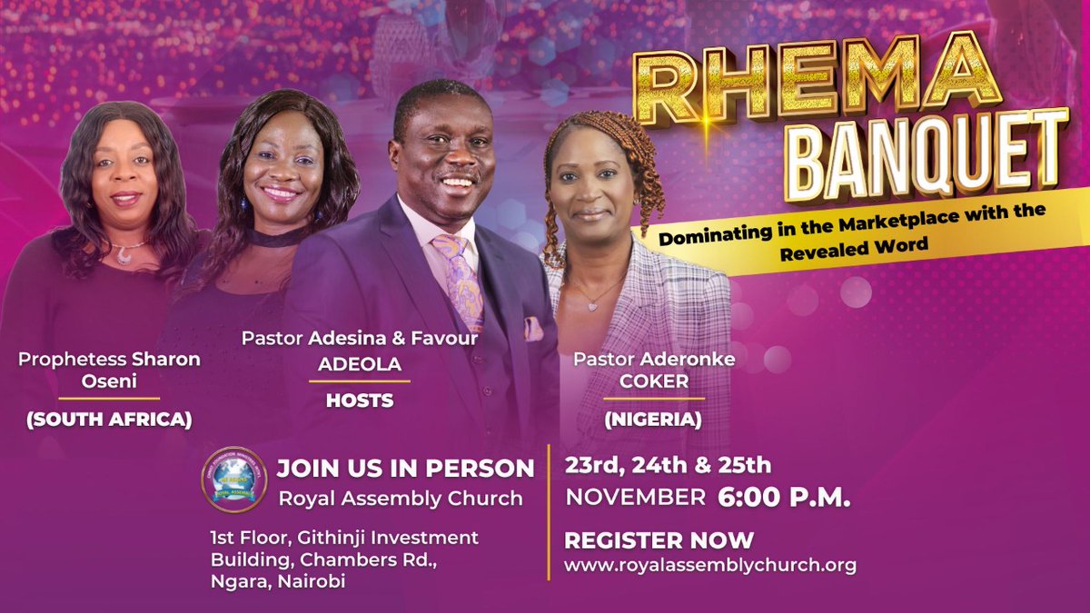 A MUST ATTEND!! #RhemaBanquet . We dominate in the marketplace with the revealed Word
