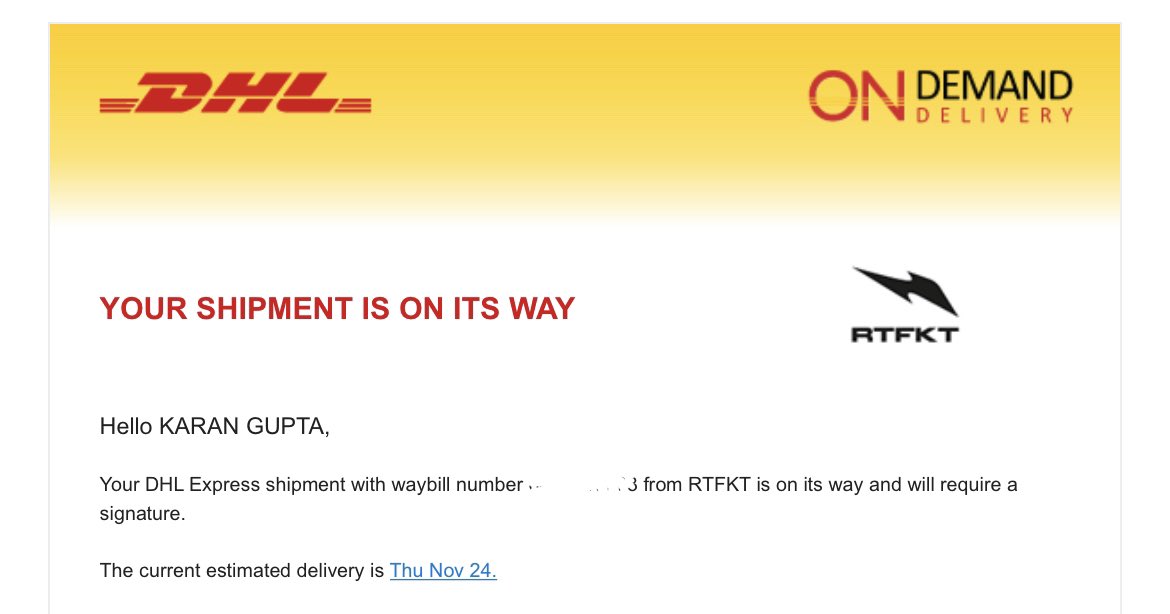 Waking up to this news!

Catch me wearing the RTFKT X Nike AR hoodie this weekend in Amsterdam ⚡️<a href="/RTFKT/">RTFKT</a> #RTFKT #rtfkt <a href="/RTFKTcreators/">RTFKT Creators</a>