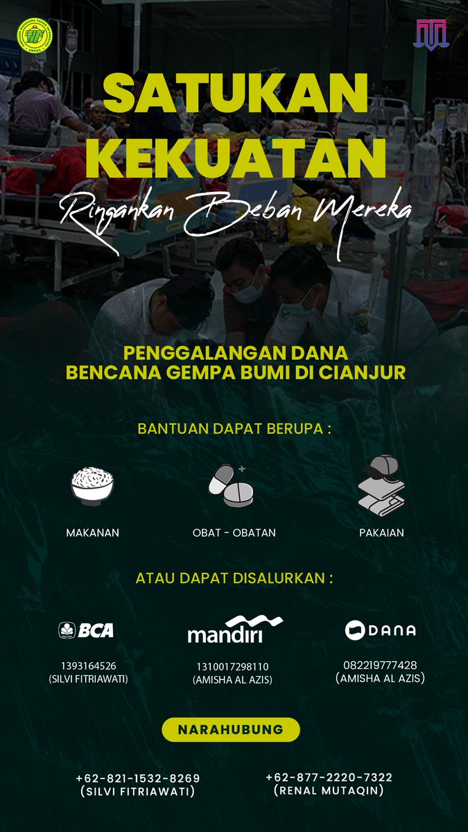 [Open Donasi Pray For Cianjur]
Kami dari HMTIF-UNPAS mengajak masyarakat umum dan keluarga besar Jurusan Teknik Informatika UNPAS untuk peduli terhadap sesama dengan memberikan dukungan berupa donasi kepada saudara-saudari kita yang terkena dampak gempa di Cianjur