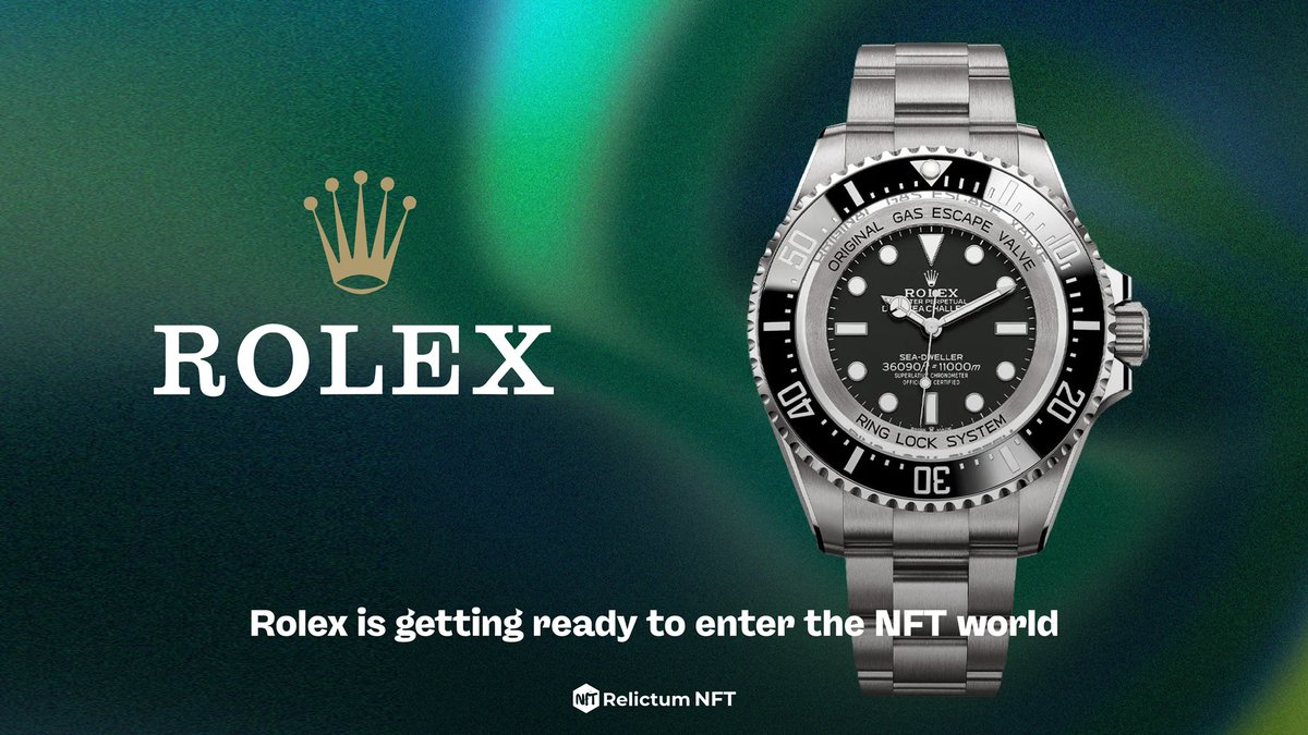 ⏱ The well-known timepiece maker Rolex has filed a trademark application for NFT-related products.

💎 #Rolex is looking to potentially launch not just #NFTs, but also the infrastructure for auctioning virtual assets.
#virtualworld #nftmoney #cryptonft #fashion #nftstyle