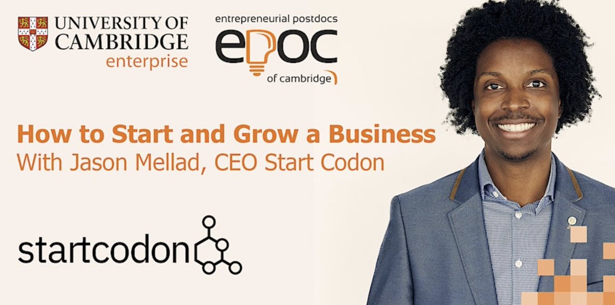 Milner Therapeutics Institute (@themilnerinst) on Twitter photo Today at 12pm!
How to start and grow a business with Jason Mellad, CEO of <a href="/StartCodon/">Start Codon</a>
Why might you wish to start a business or spin out a company from <a href="/Cambridge_Uni/">Cambridge University</a>? What are the key issues to consider?
eventbrite.co.uk/e/how-to-start…
<a href="/EPOCambridge/">EPOC</a> <a href="/UCamEnterprise/">Cambridge Enterprise</a> Today at 12pm!
How to start and grow a business with Jason Mellad, CEO of <a href="/StartCodon/">Start Codon</a>
Why might you wish to start a business or spin out a company from <a href="/Cambridge_Uni/">Cambridge University</a>? What are the key issues to consider?
eventbrite.co.uk/e/how-to-start…
<a href="/EPOCambridge/">EPOC</a> <a href="/UCamEnterprise/">Cambridge Enterprise</a>