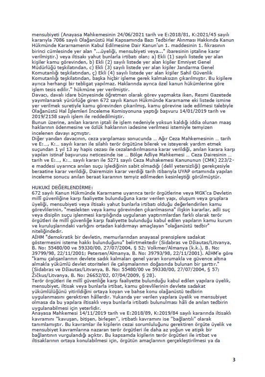 aliosmangocer's tweet photo. DANIŞTAY 5. DAİRE
Esas: 2021/7730
Karar: 2022/4892

672 KHKlı öğretmen

-Bank asya hesabı (kullanım alışkanlığı vardır)
-38 ay sendika üyeliği
-Çocuklarını iltisaklı okula gönderme (2014-2016 yılları)
-Kimse Yok mu derneğine ödeme (2014)

irtibat ve iltisak için yeterli değildir https://t.co/RHMxdV1hsg