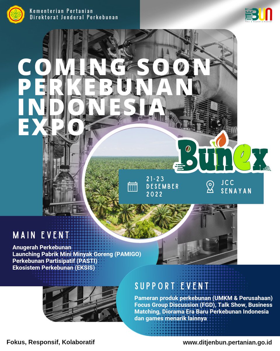 ditjenbun's tweet photo. Siang #SahabatKebun

Tahukah kamu ada informasi seruuu nih ...

@kementan melalui Ditjen Perkebunan akan menyelenggarakan Bunex. Apa itu bunex... Yuk kepoin terus medsosbun yaaaa #SahabatKebun

Cekidotttt

#Bunex
#perkebunanbioindustri https://t.co/vCSdXGCWe6
