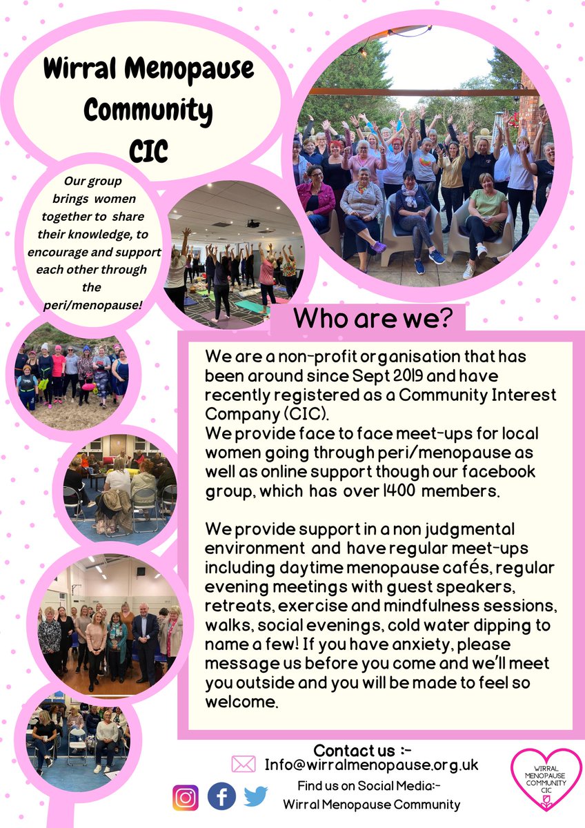 wirralmenopause's tweet photo. If you’d like to know more of the support we provide, here is our flyer xx
#wirralmenopause #wirral #community #menopause https://t.co/wP0q6YNtio