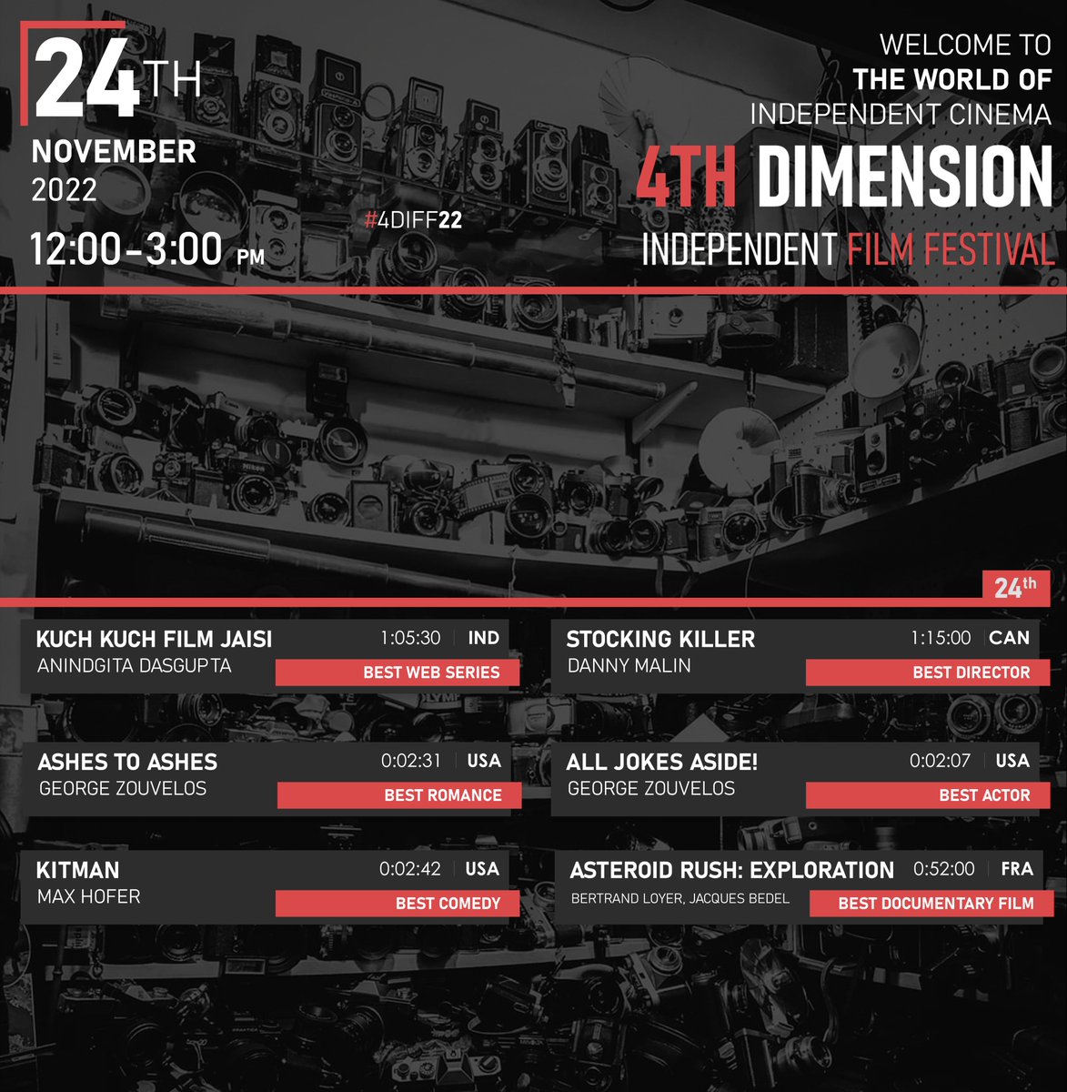 4D_FilmFest's tweet photo. Hello everyone Following winning Films of the September-October season will be screened on the 21st.23rd &amp; 24th of November,2022 at Paradiso, Indonesia from 12:00-3:00 PM.
FREE ENTRY!
.
#screening #livescreening #indefilm #filmfestival #winner #fdiff2022 #filmfreeway
@filmfreeway https://t.co/KAOtpE05NF